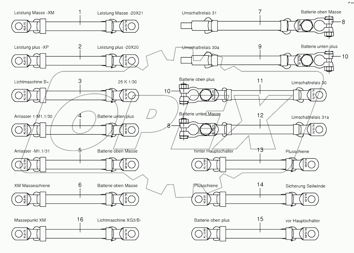Battery and ground cable