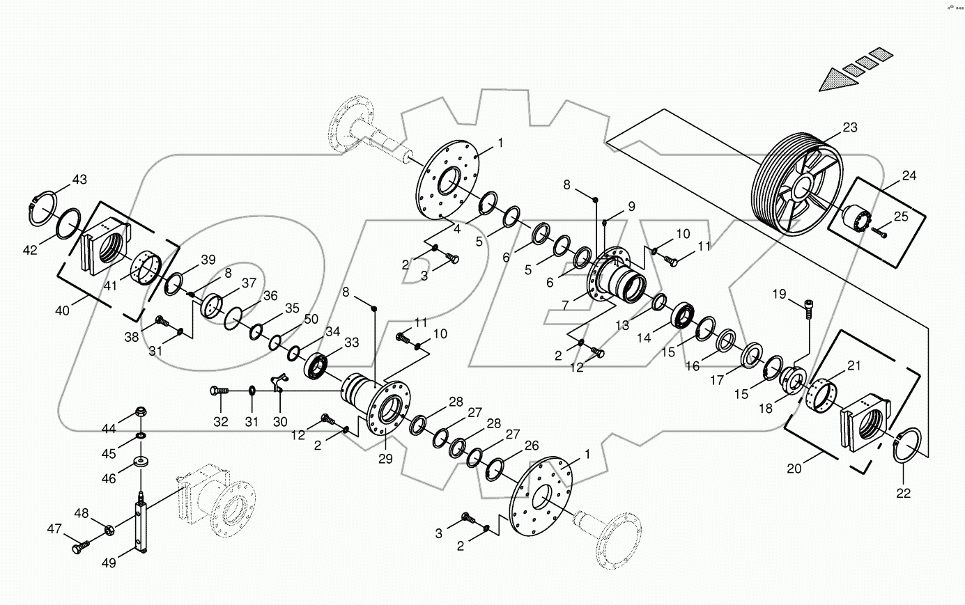 Chopping drum bearing / counter bearing