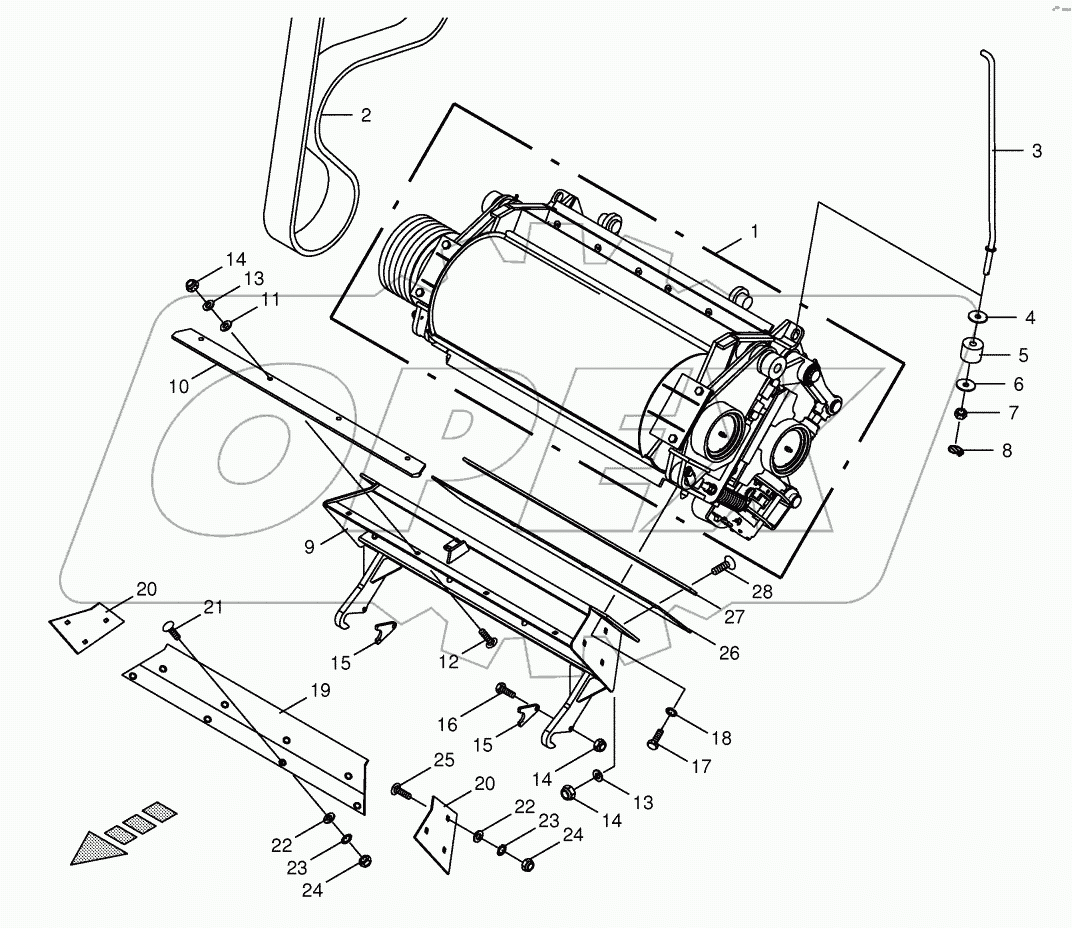 Grain conditioner cpl. / cracker duct -spring-mounted