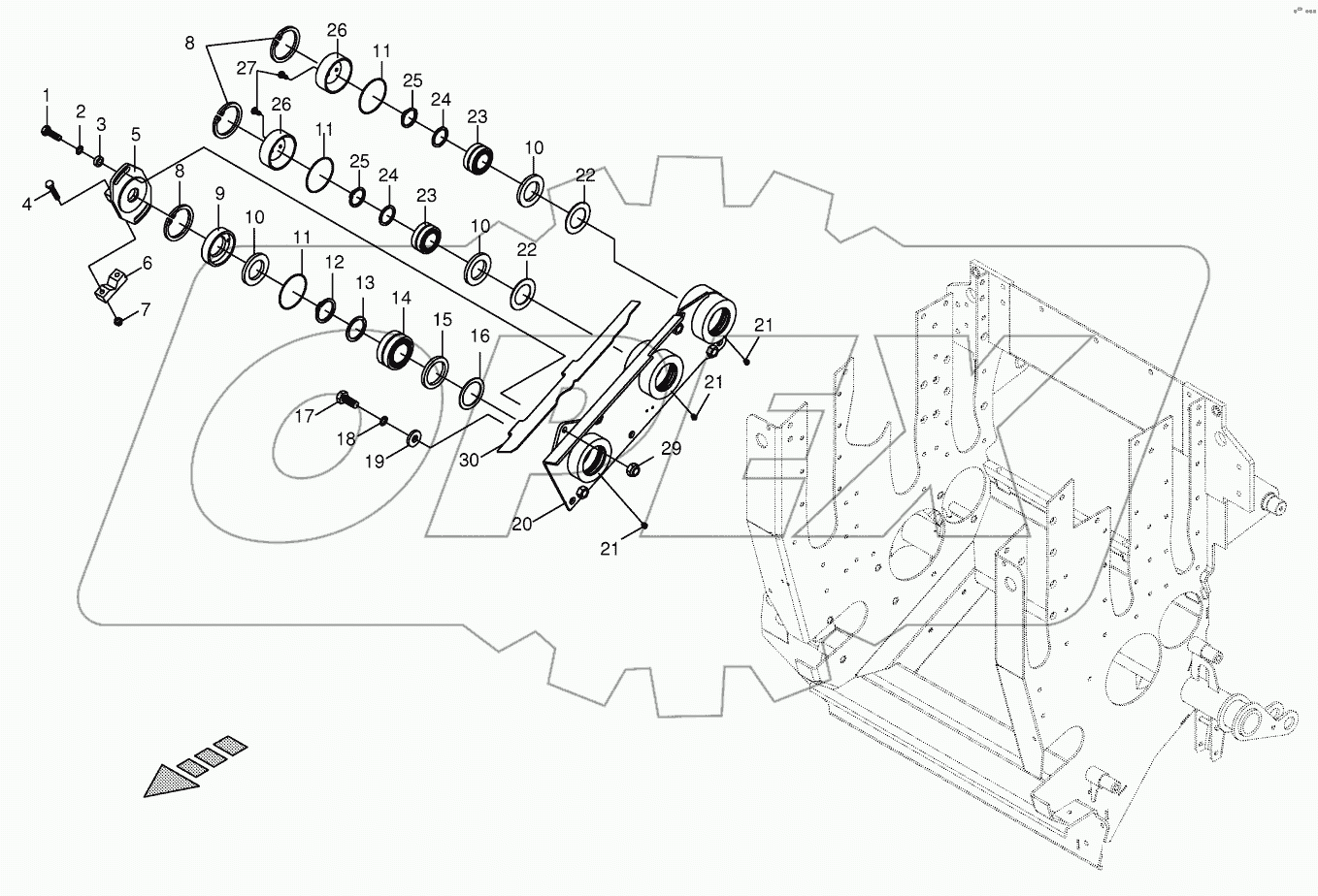 Lower feed roller bearing