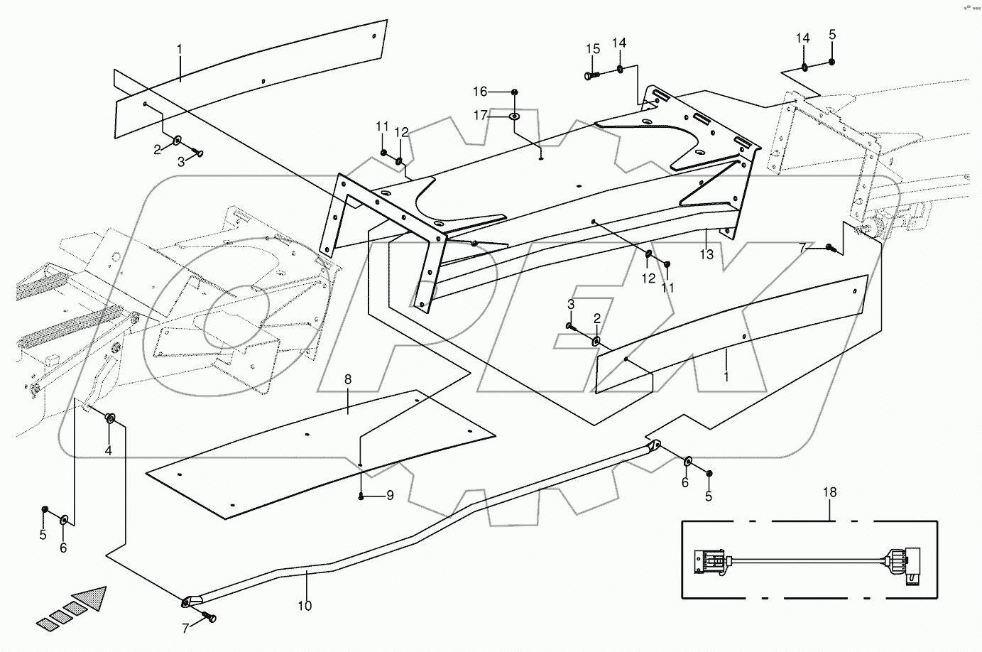 Discharge chute extension 12-row