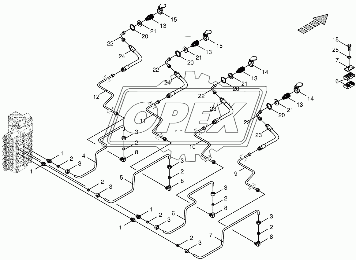 Hydraulics-front attachment