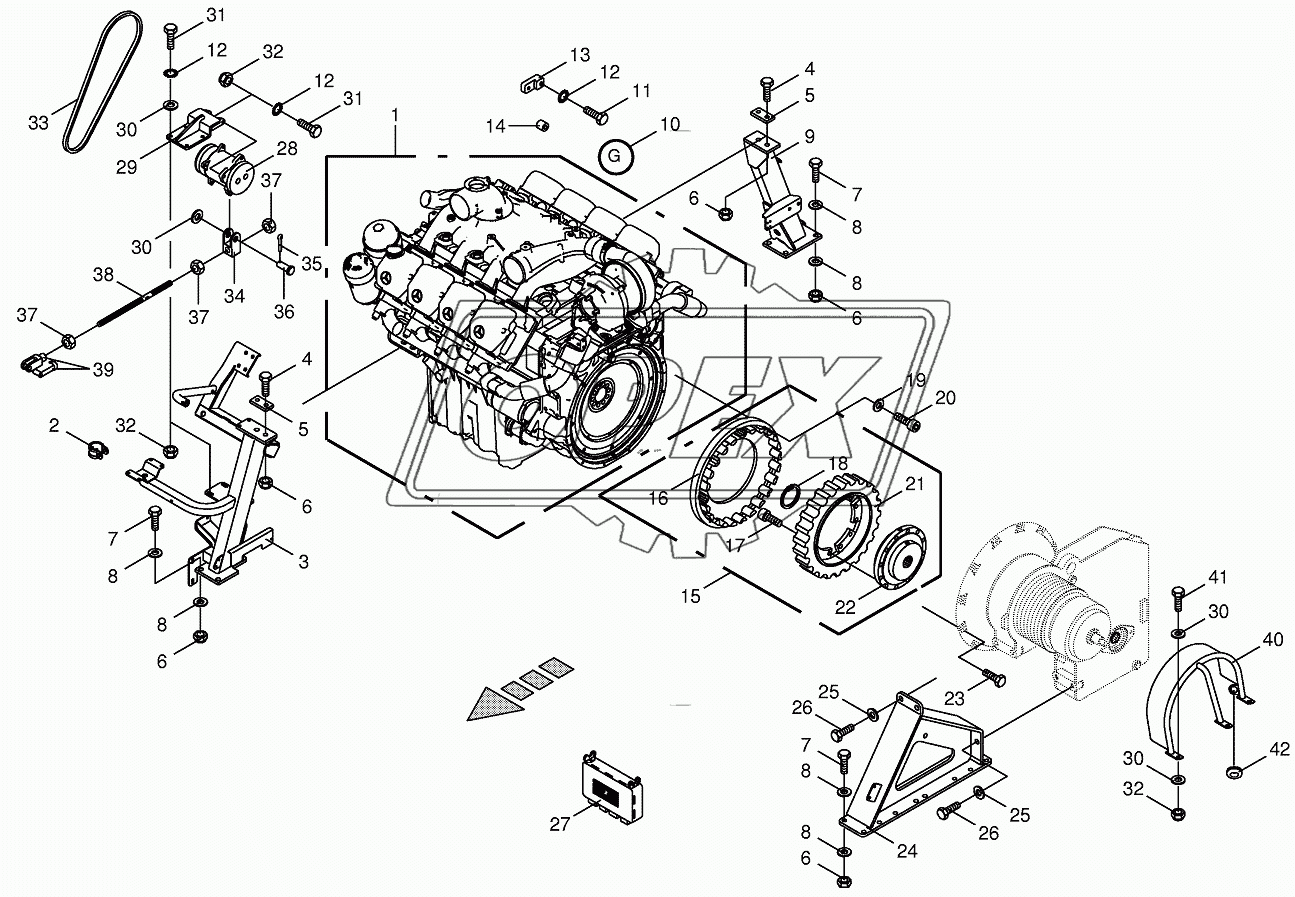 Diesel engine/Clutch/Air conditioner drive