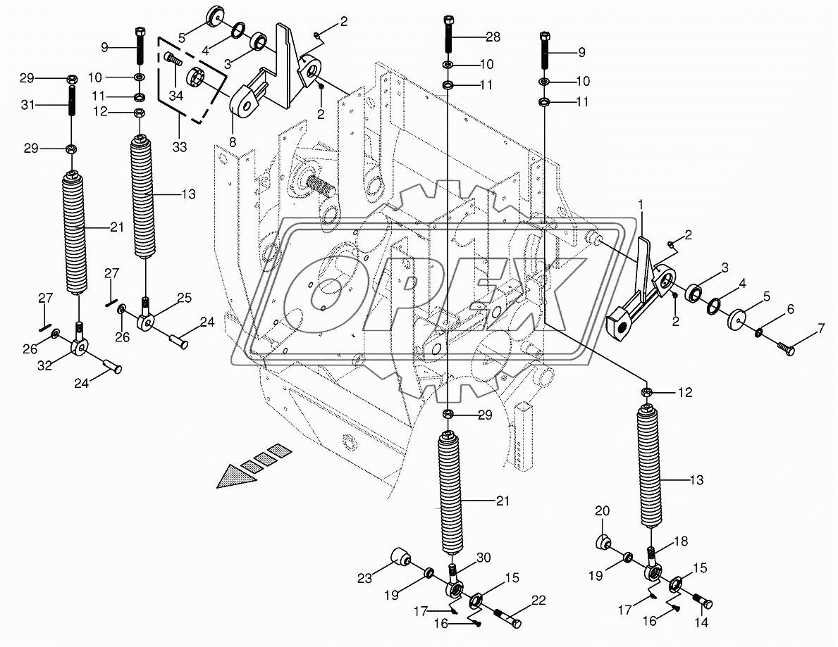 Oscillating levers/Тension spring