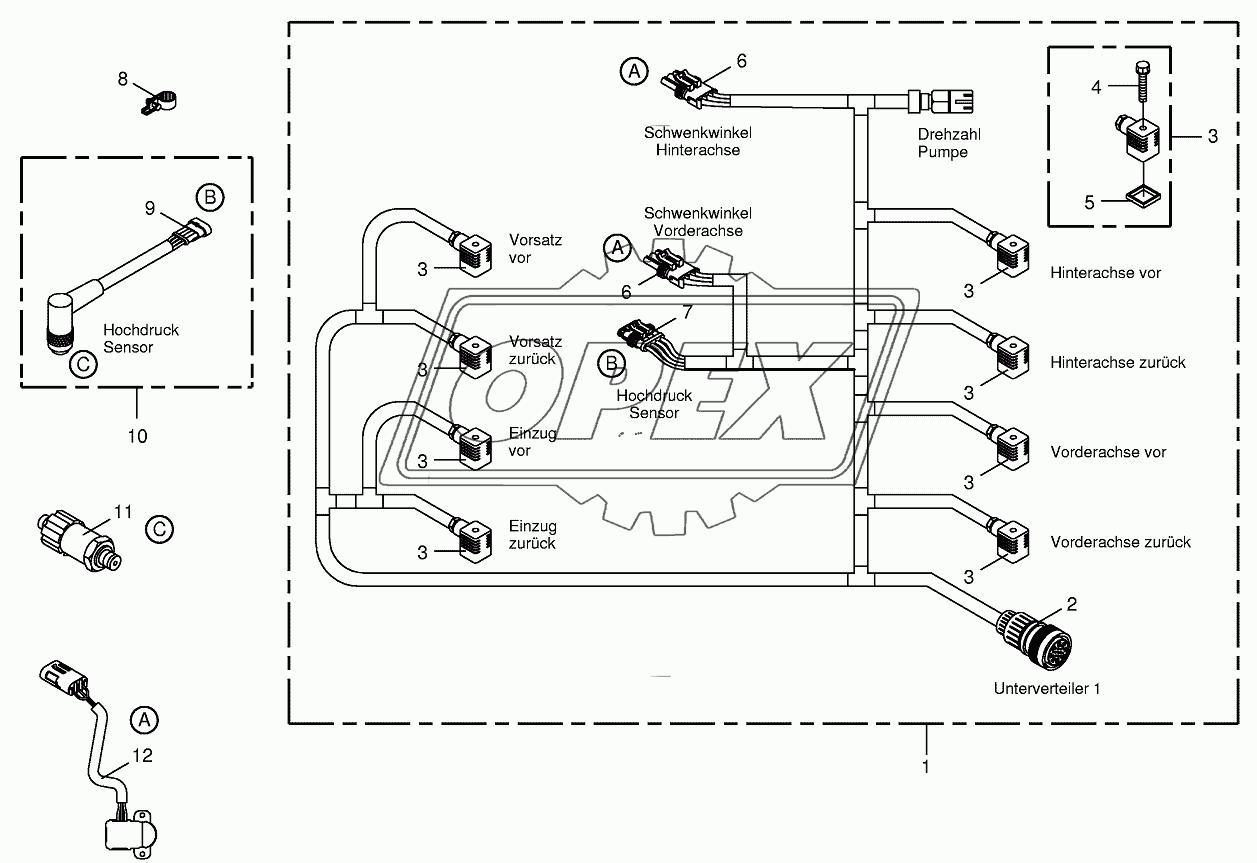 Wiring loom-hydraulic pumps