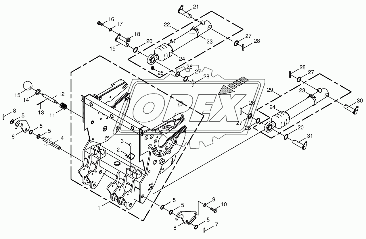 Chopping drum support