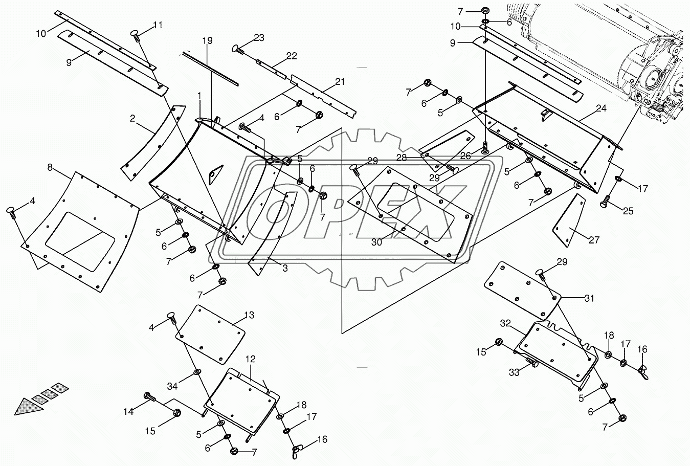 Grass channel/cracker duct