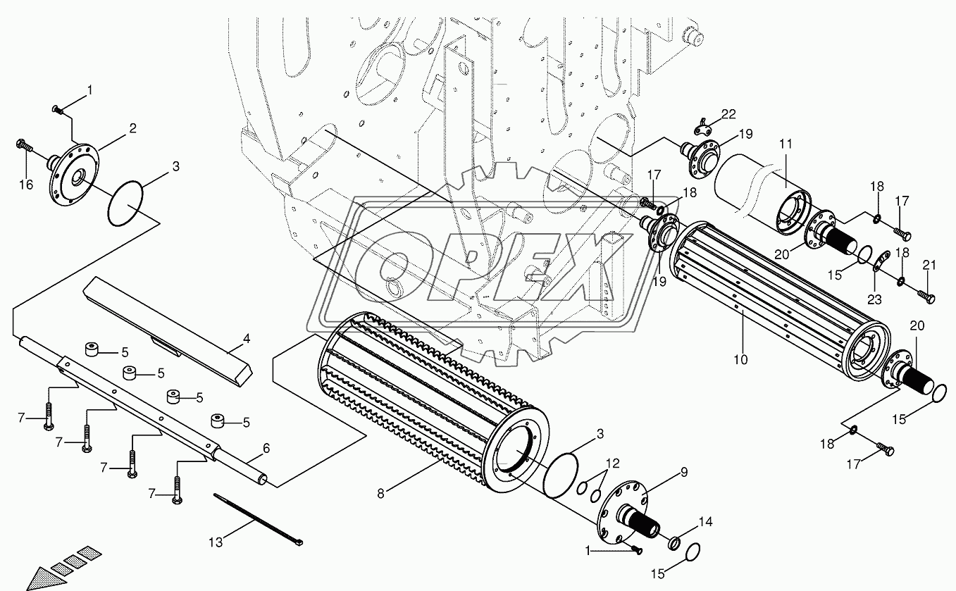 Lower feed rollers