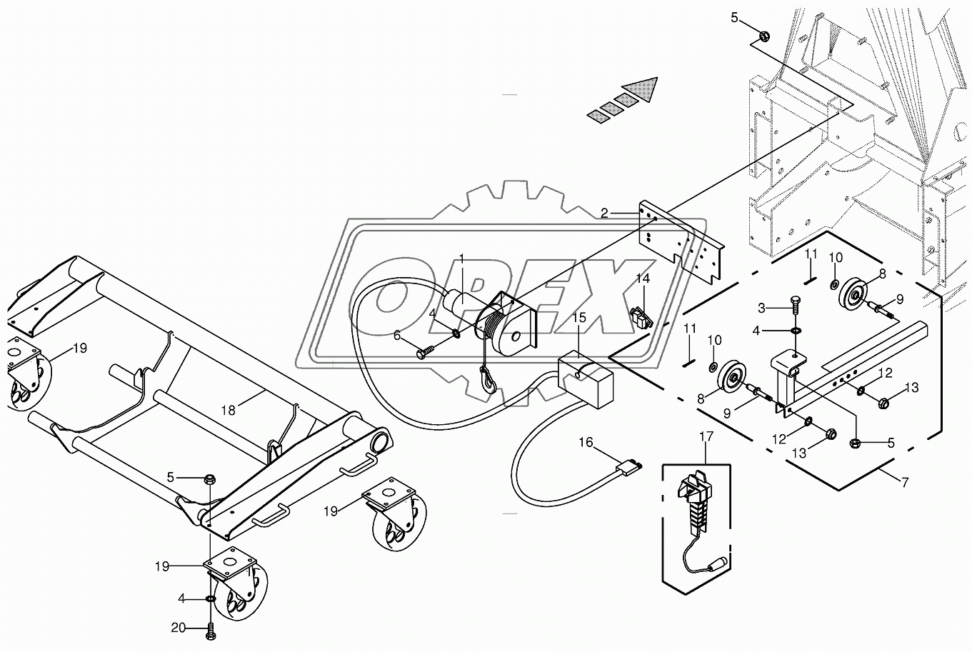 Rope winch/lnstallation car