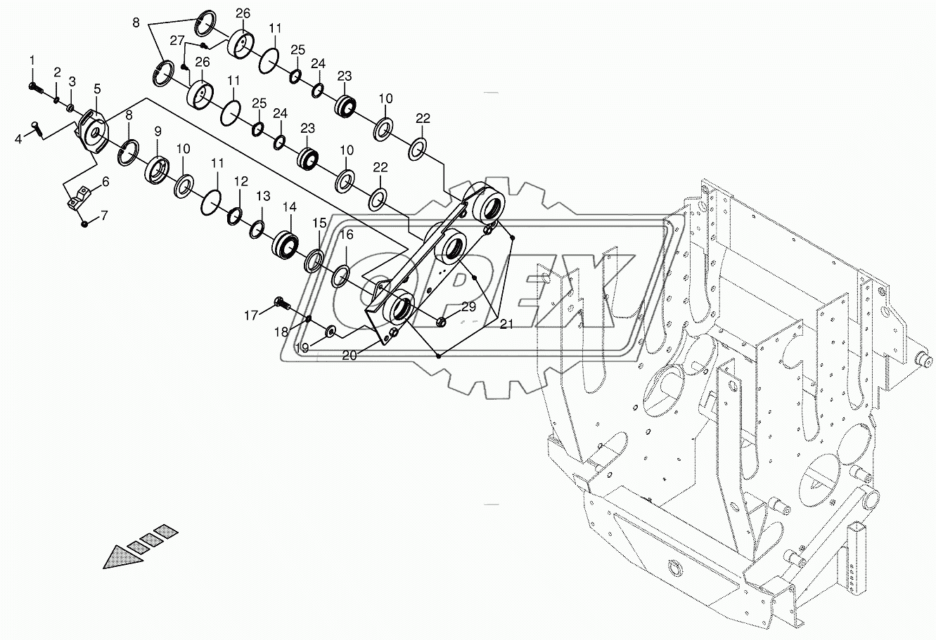 Lower feed roller bearing