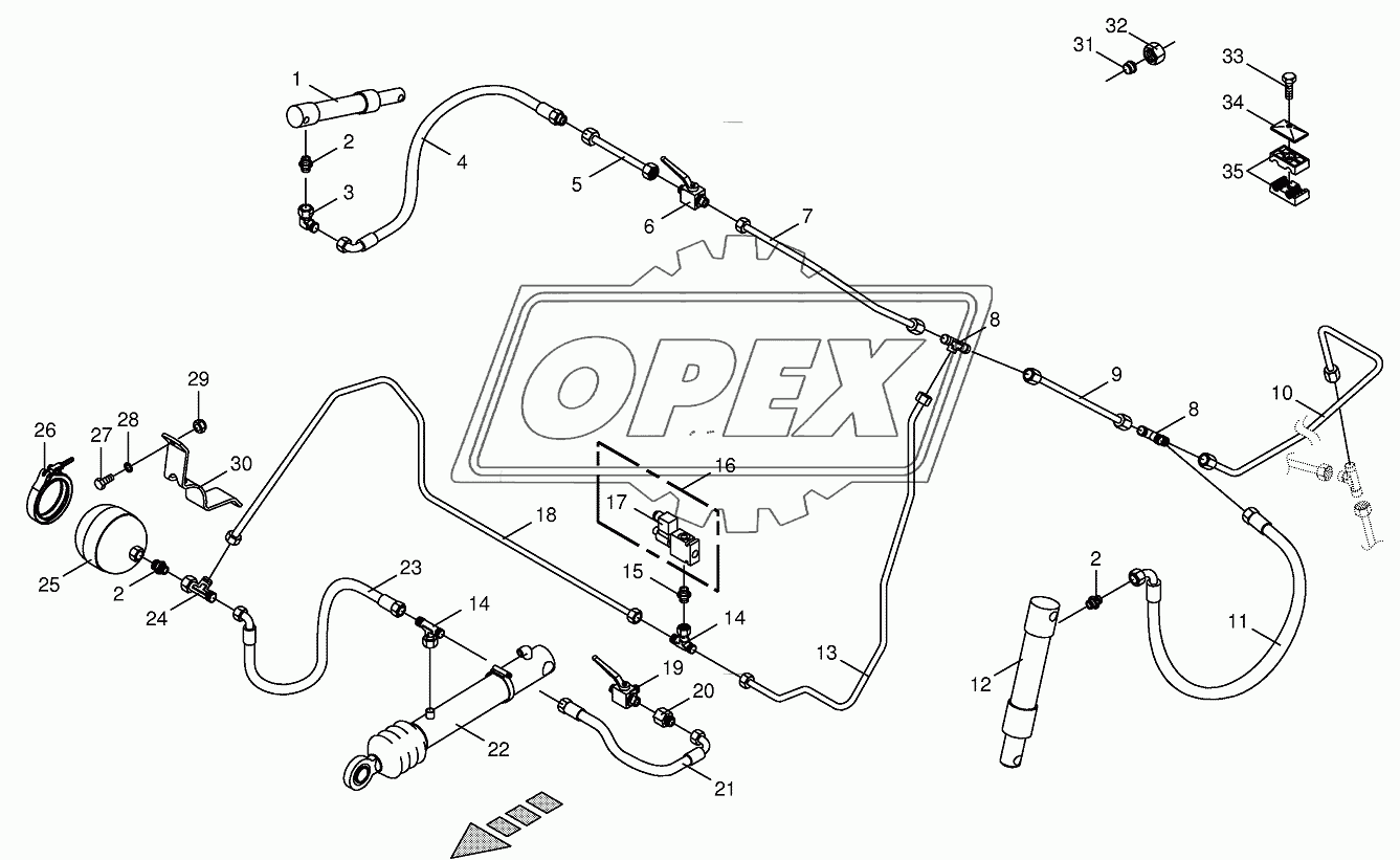 Charge pressure lines-front