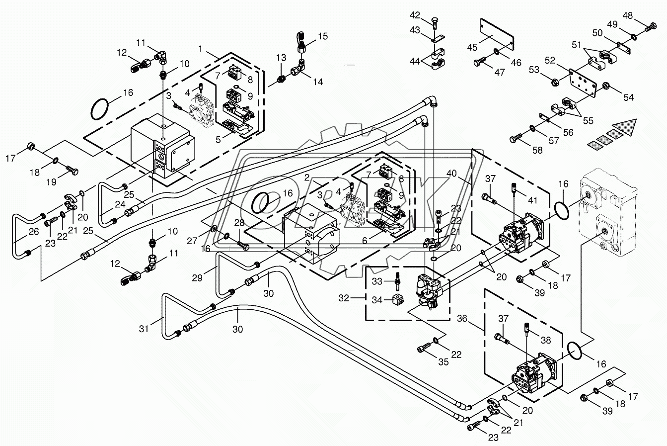 Hydraulics-front attachment/feed rollers