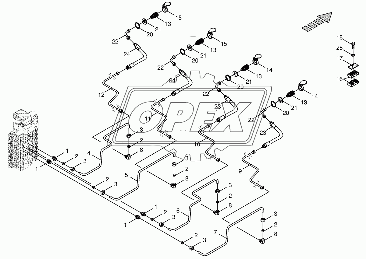 Hydraulics-front attachment