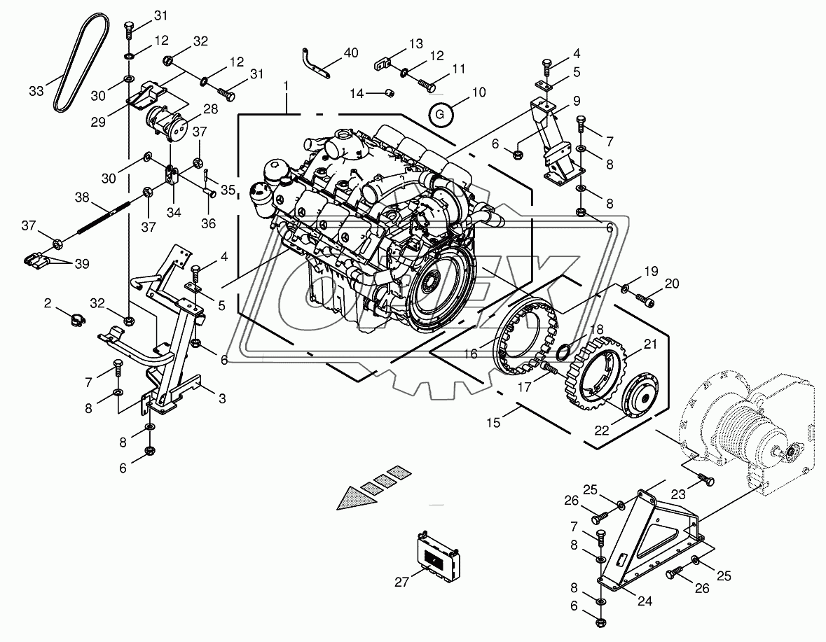 Diesel engine/Clutch/Air conditioner drive