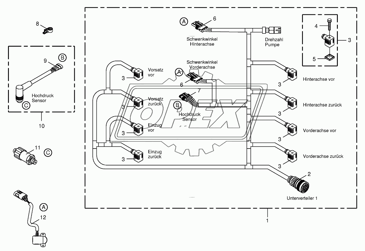 Wiring loom-hydraulic pumps