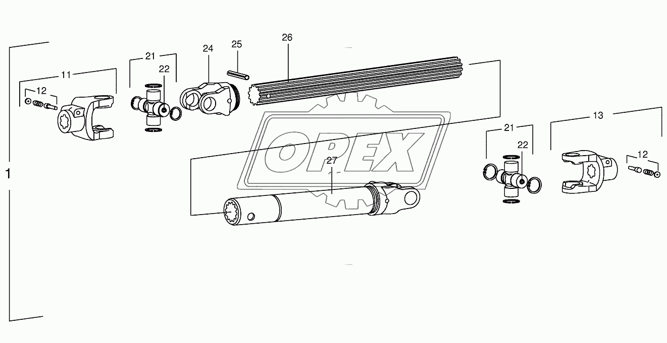 Р.Т.О shafts-roller gear-below