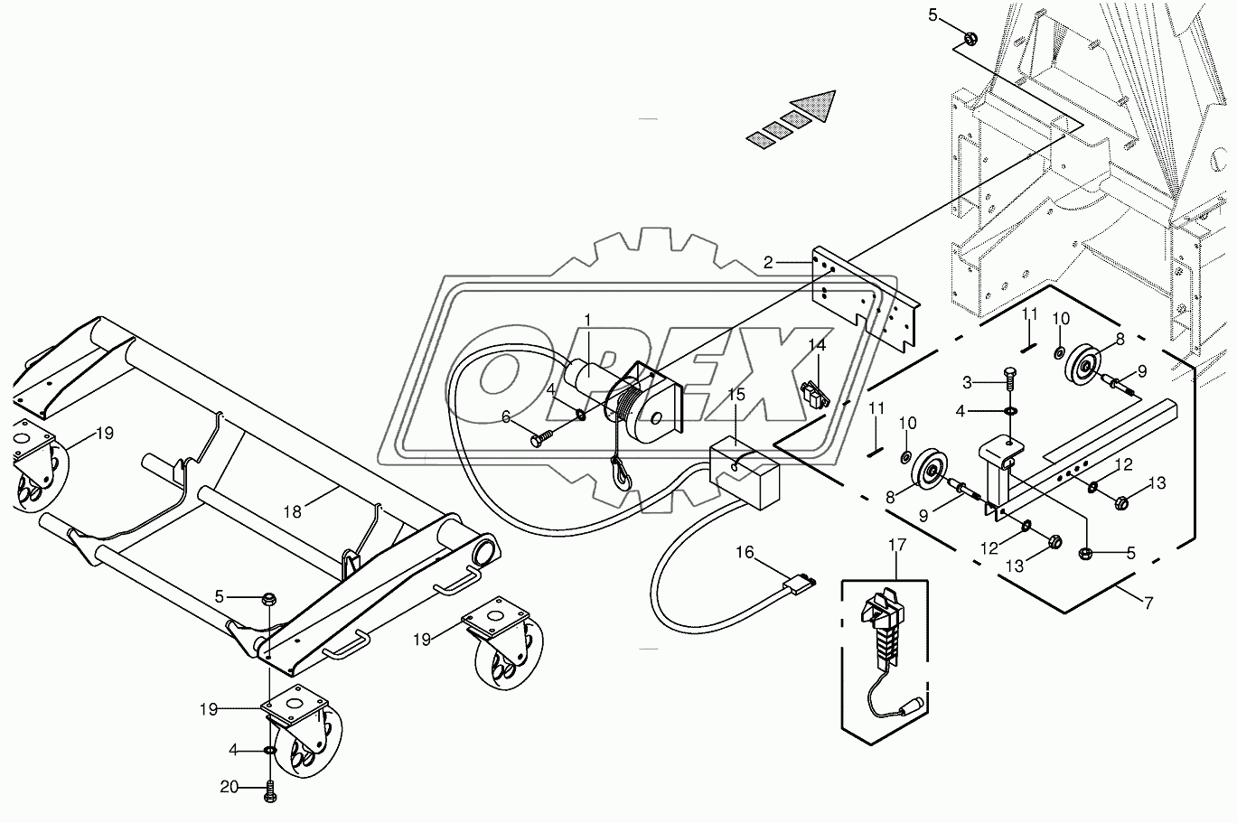 Rope winch/lnstallation car