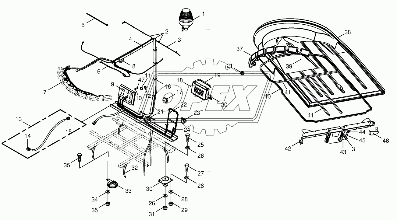 Сab-mounting parts/electric parts