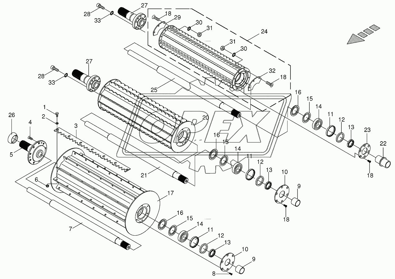 Тoр feed rollers