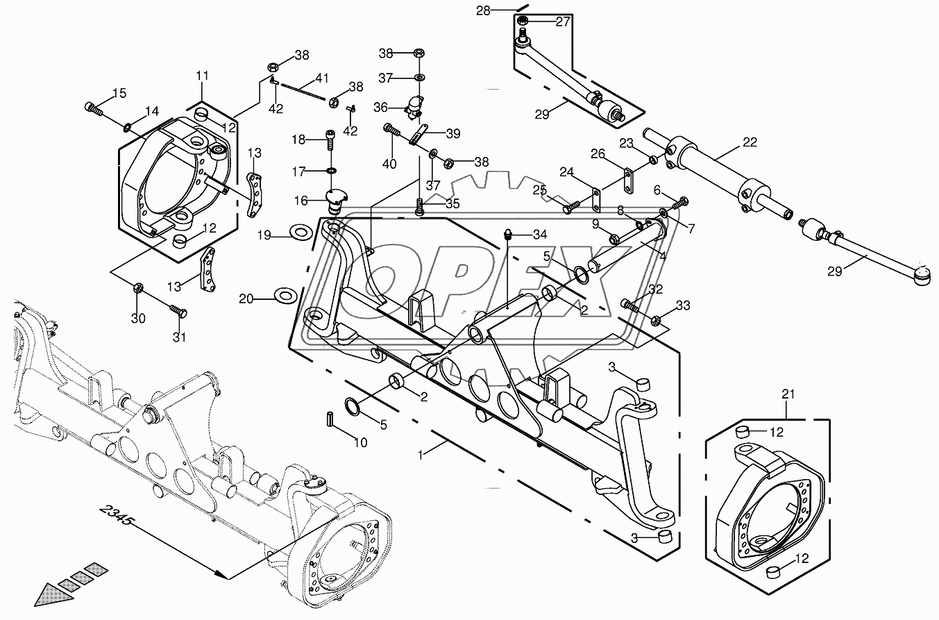 Steering axle cpl.