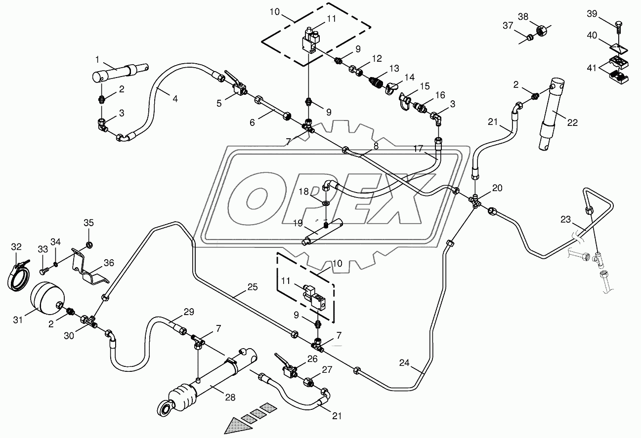 Charge pressure lines-front