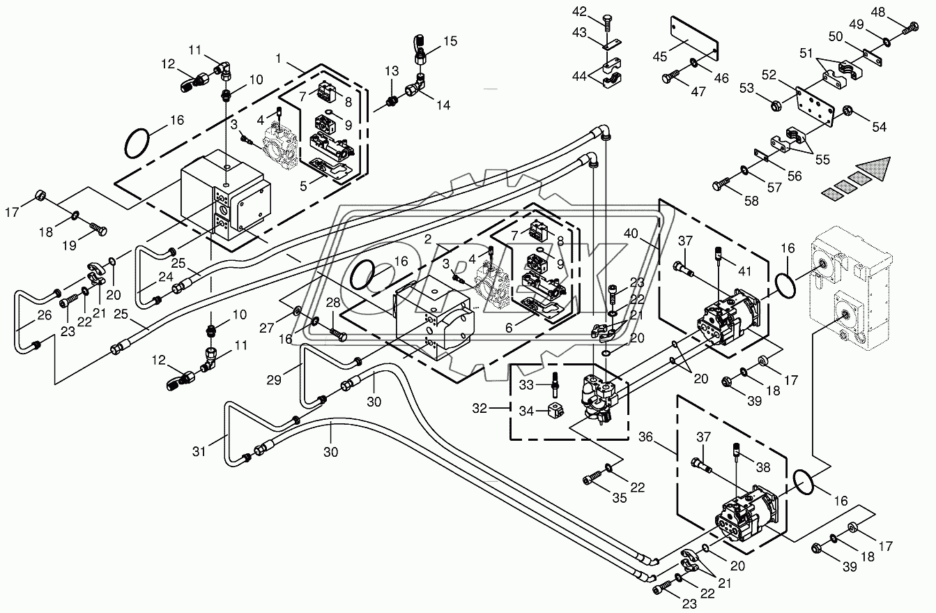 Hydraulics-front attachment/feed rollers