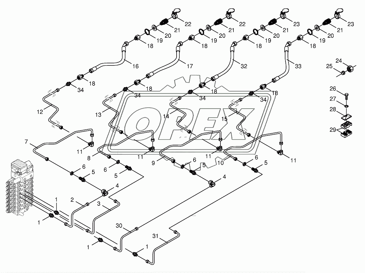 Hydraulics-front attachment