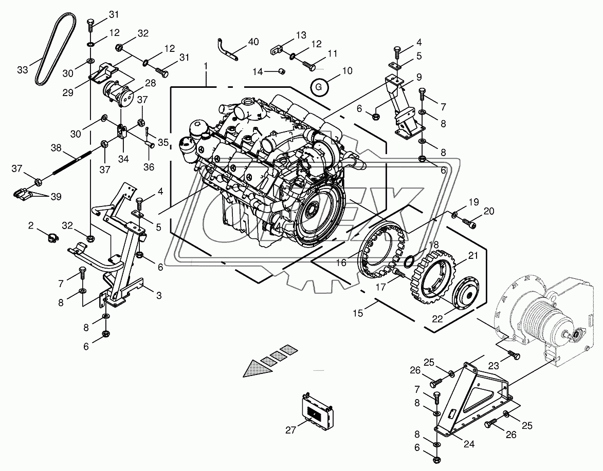 Diesel engine/Clutch/Air conditioner drive