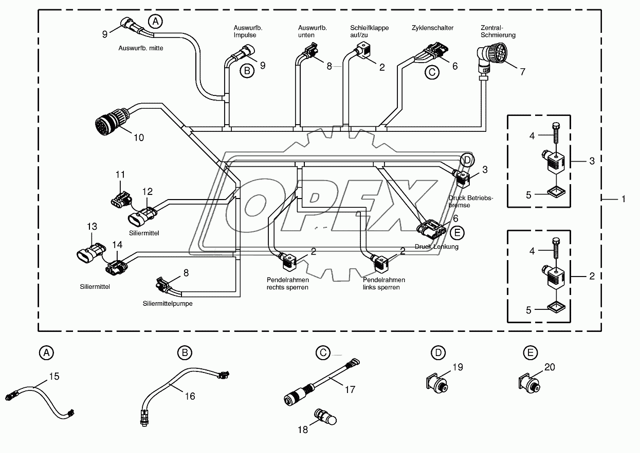 Wiring harness-below the cabin