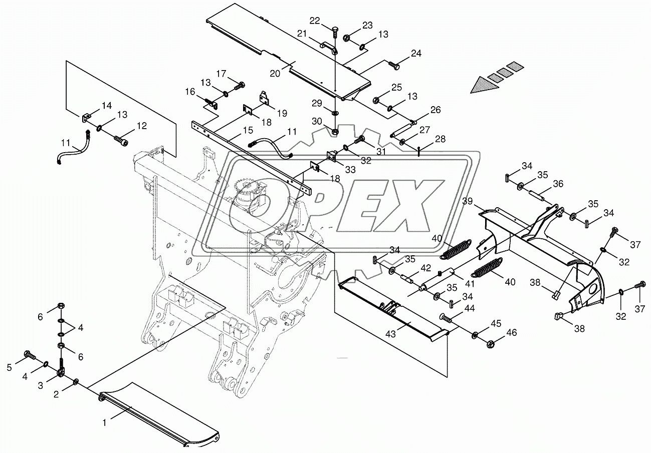 Chopping drum support-mounting parts