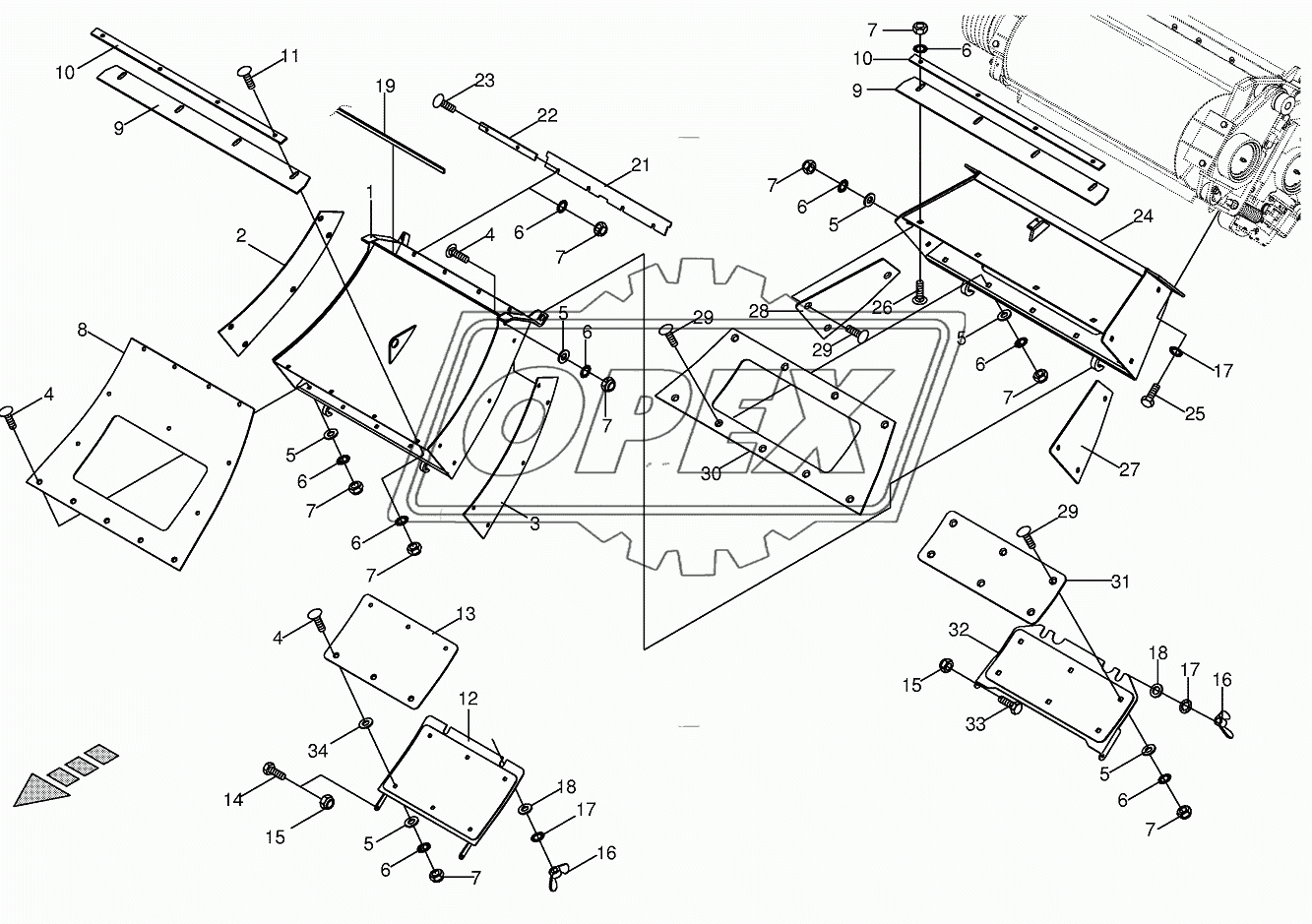 Grass channel/cracker duct