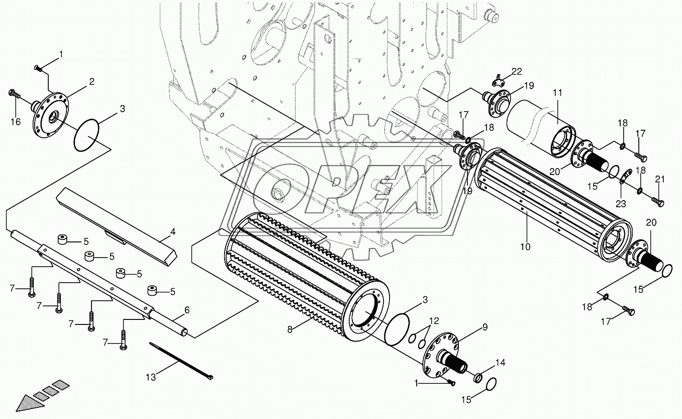 Lower feed rollers