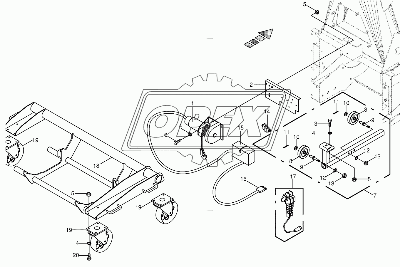 Rope winch/Installation car