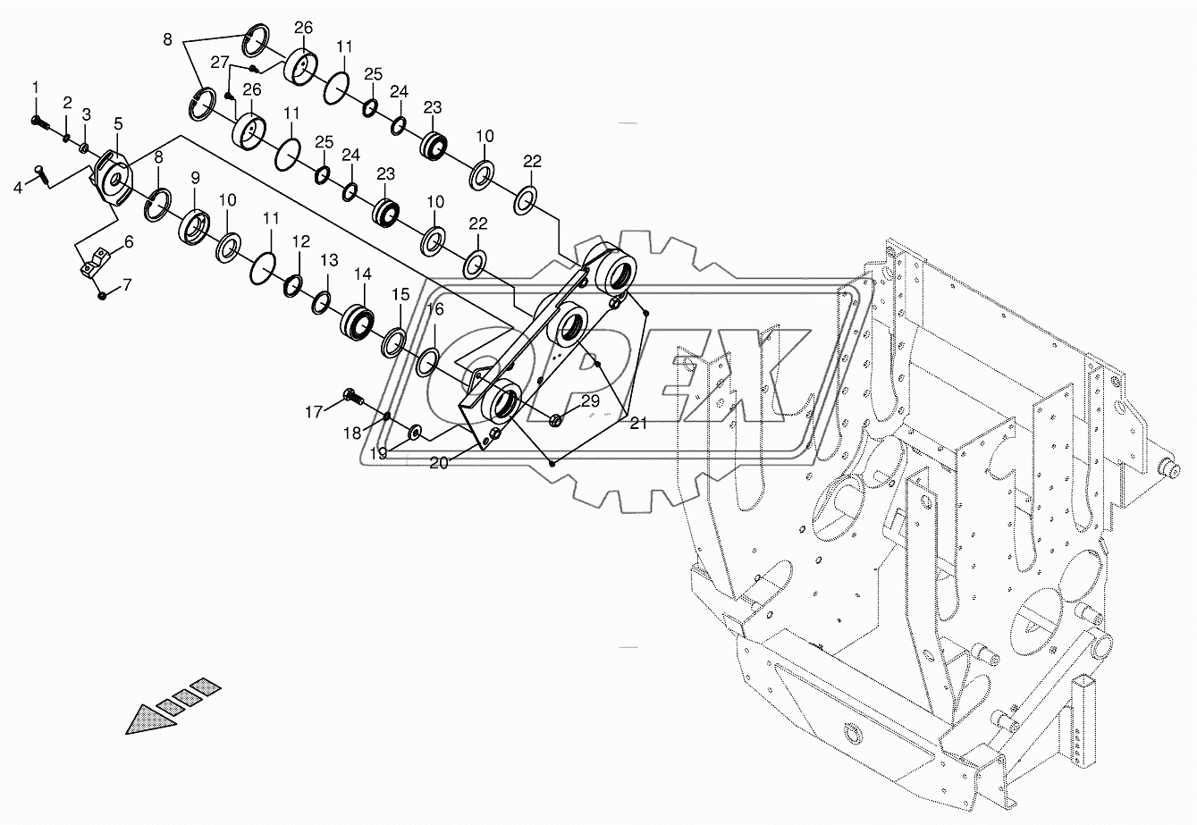 Lower feed roller bearing