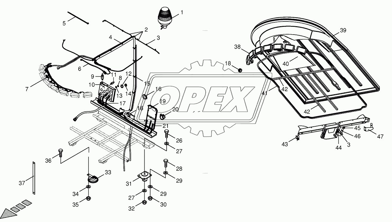 Cab-mounting parts/electric parts