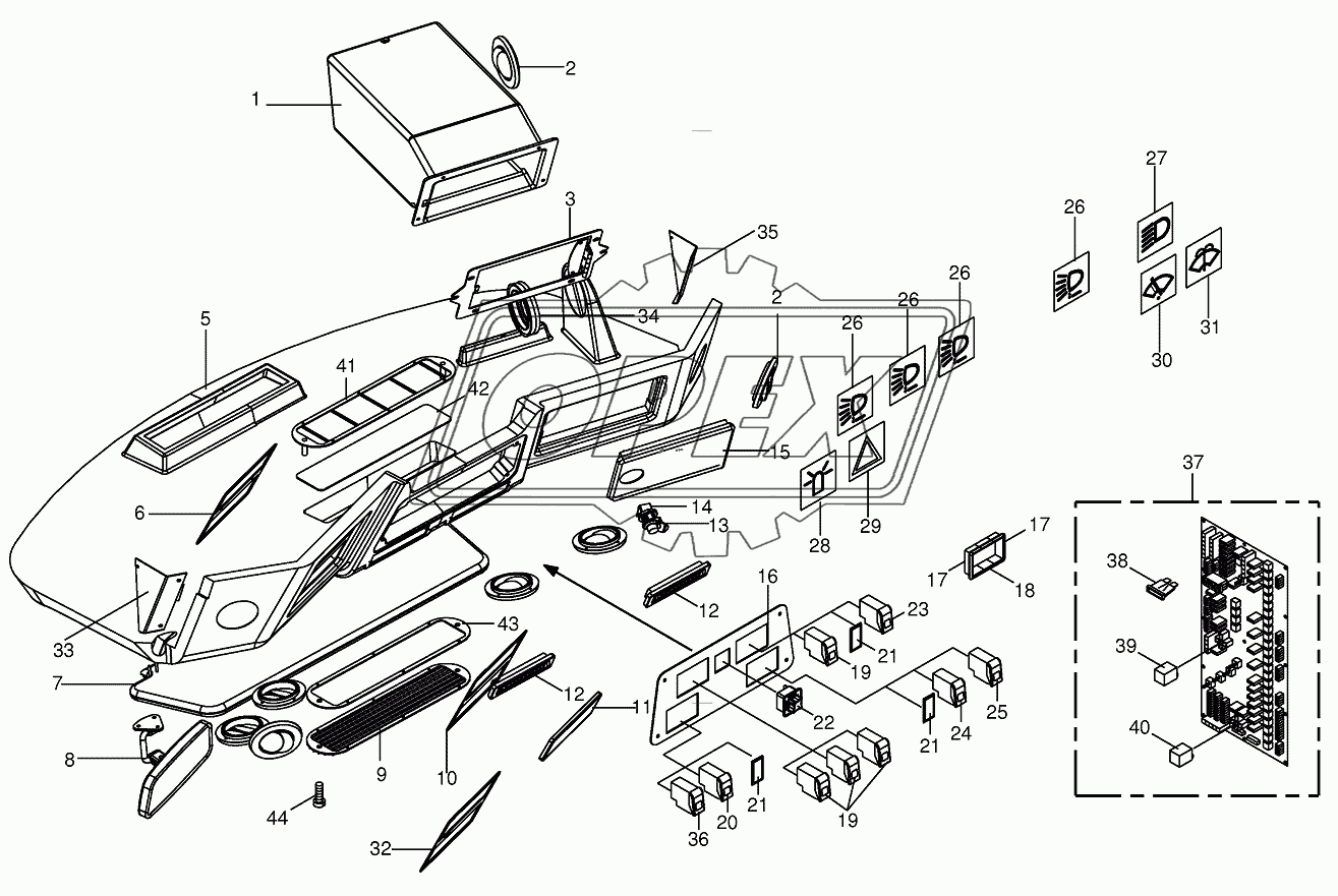 Cab-control panel (roof)/circuit board