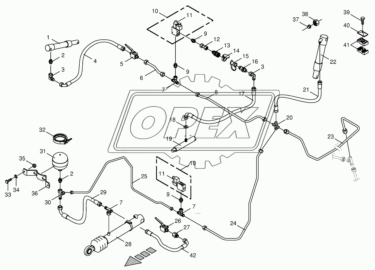 Charge pressure lines-front