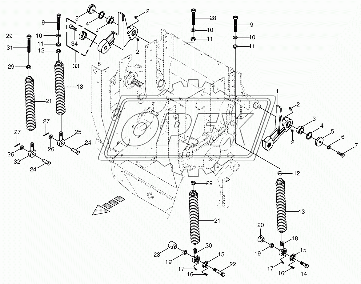 Oscillating levers/Тension spring