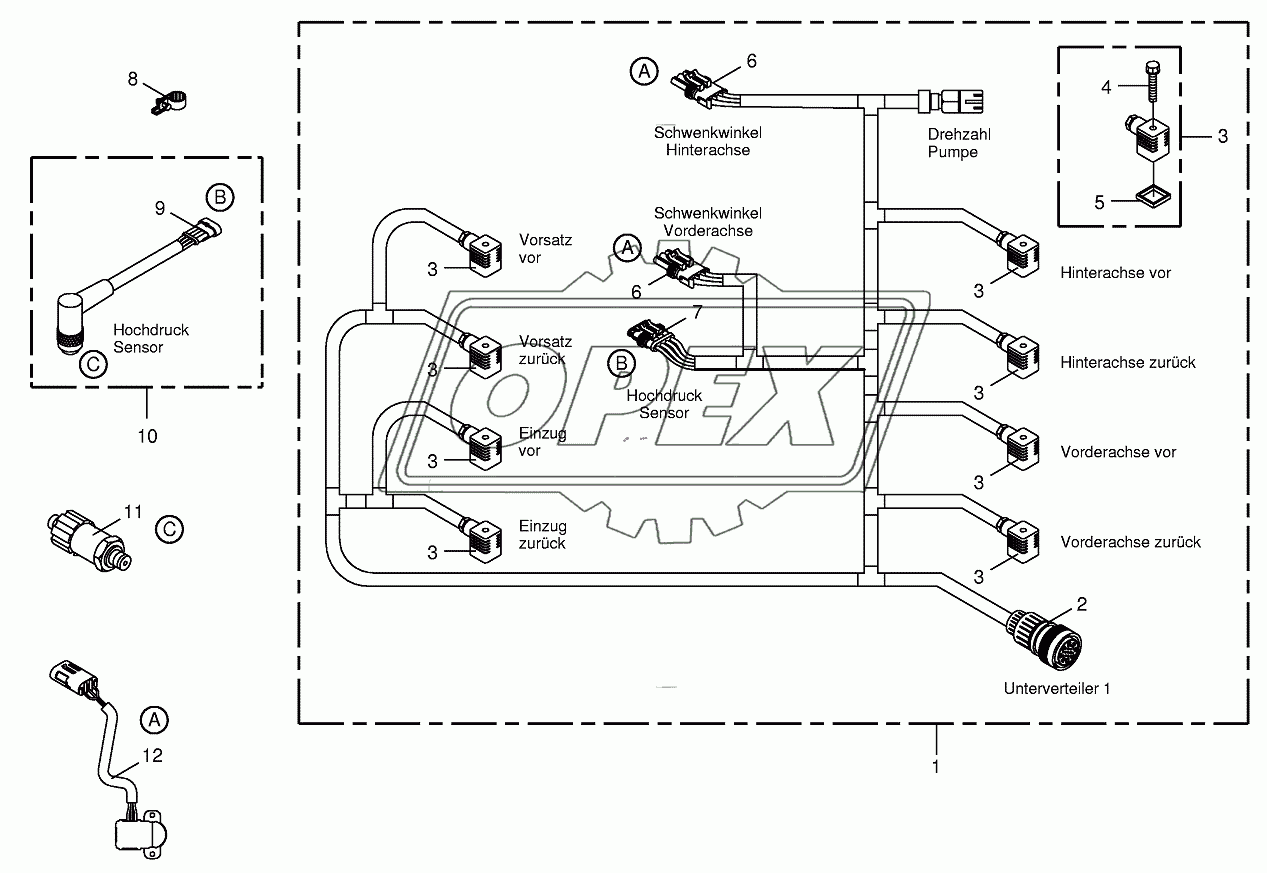 Wiring loom - hydraulic pumps