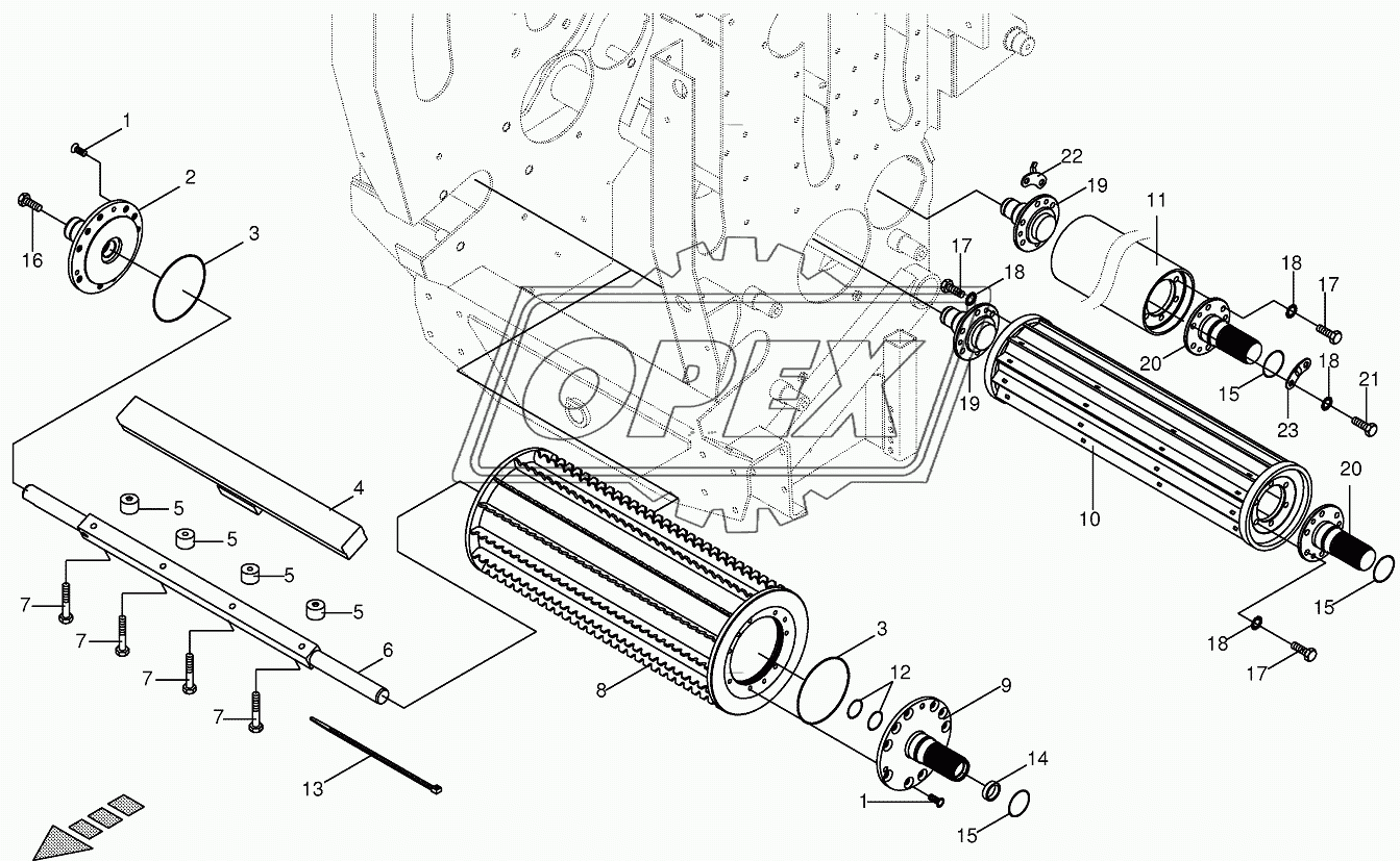 Lower feed rollers