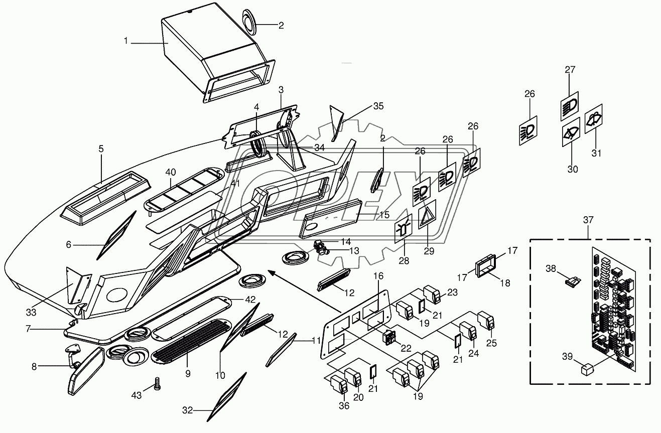 Сab - control panel (roof) / circuit board