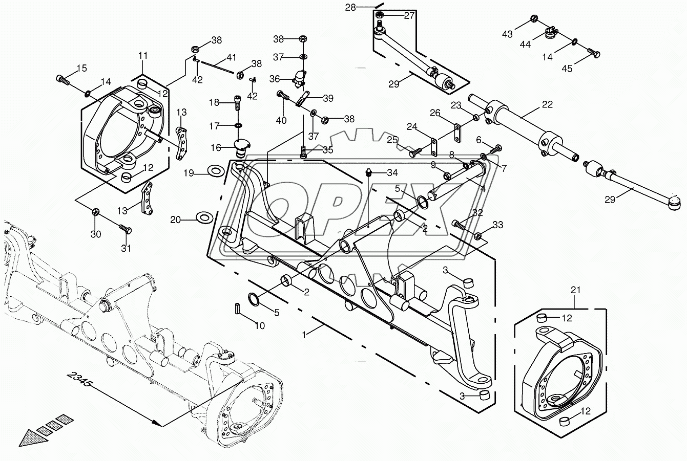 Steering axle cpl.