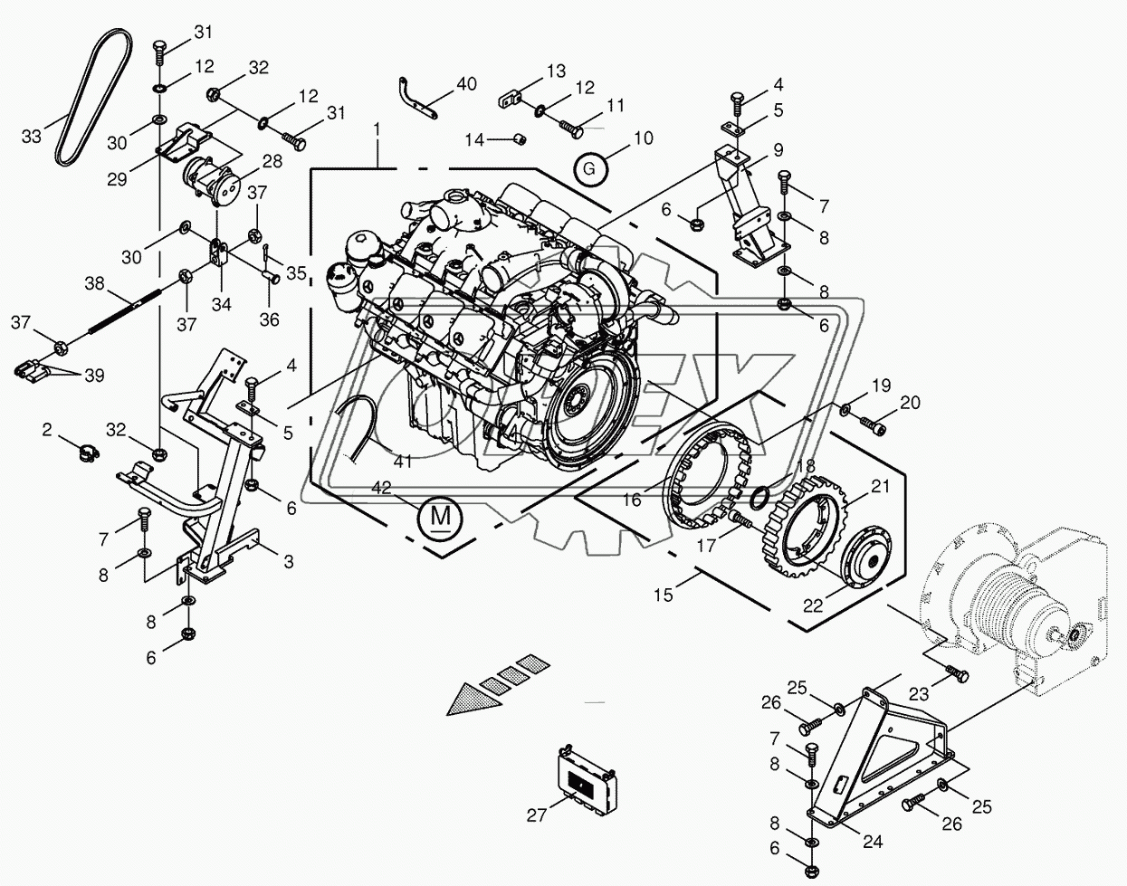 Diesel engine/Clutch/Air conditioner drive