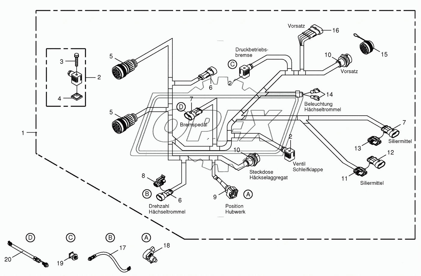 Wiring loom conn. chopping drum SD2,SD3