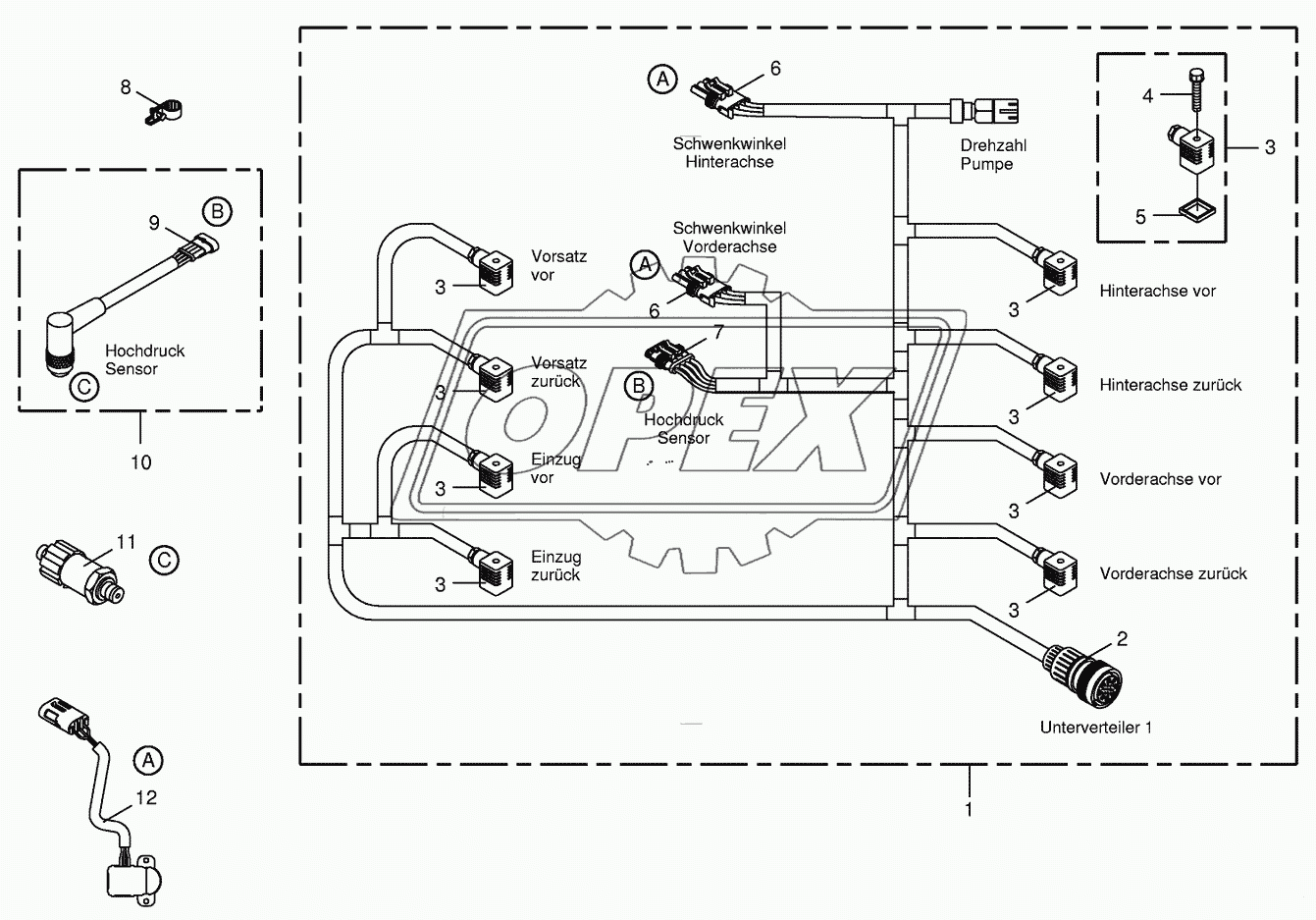 Wiring loom- hydraulic pumps