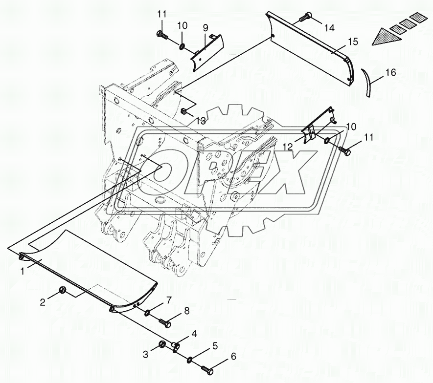 Chopping drum support- mounting parts