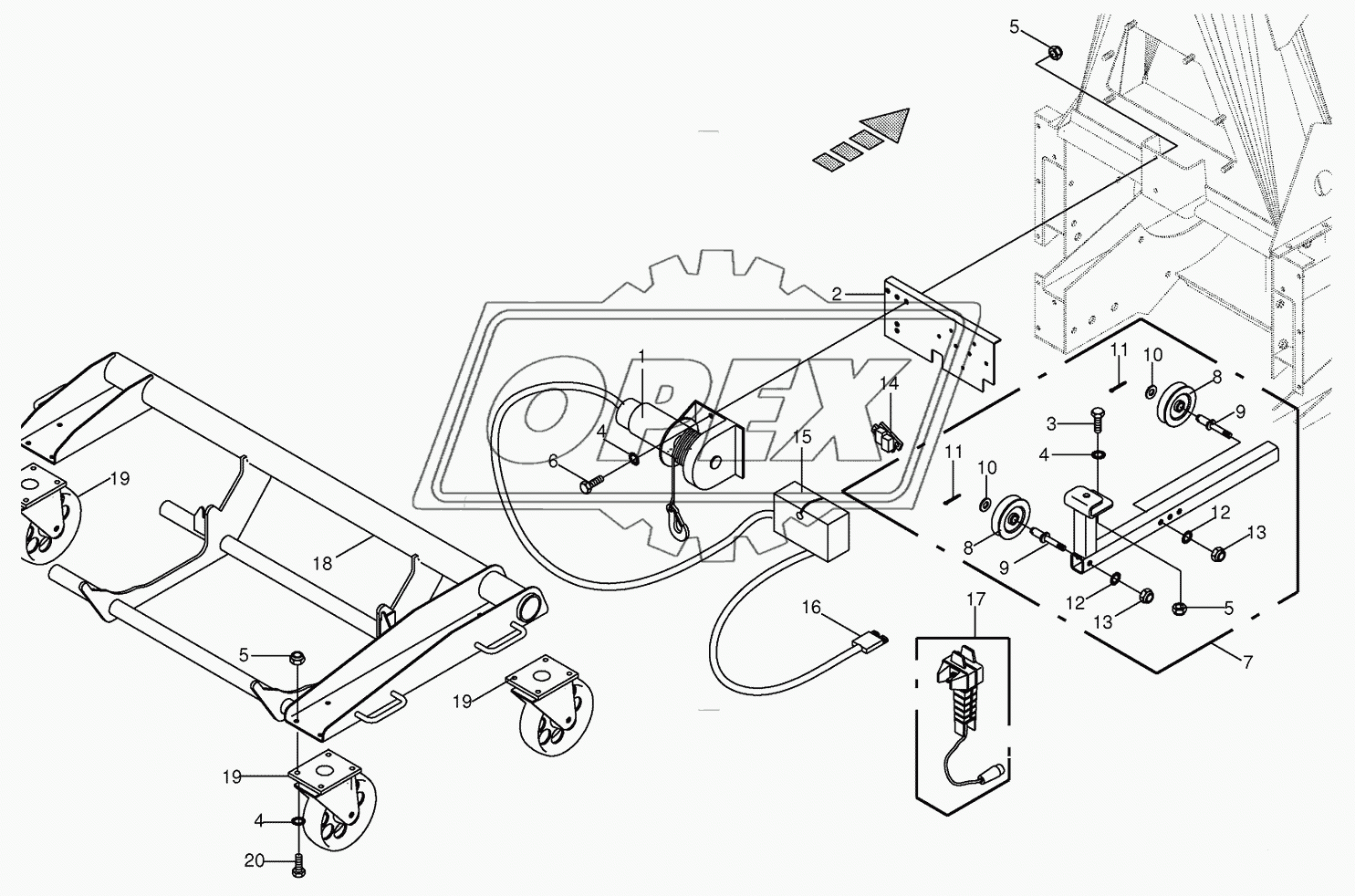 Rope winch/Installation car