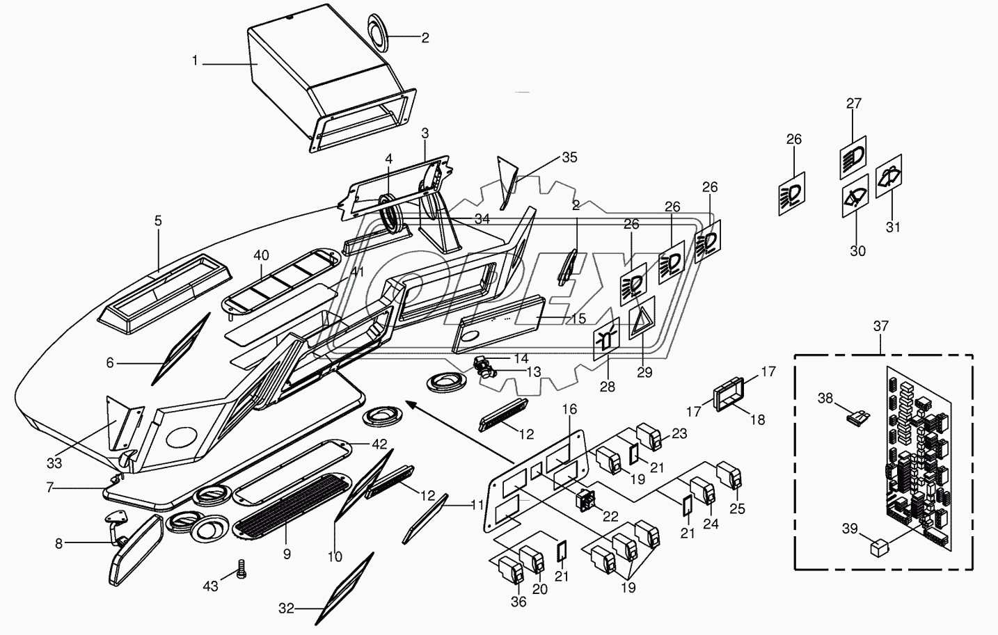 Cab- control panel (roof)/circuit board