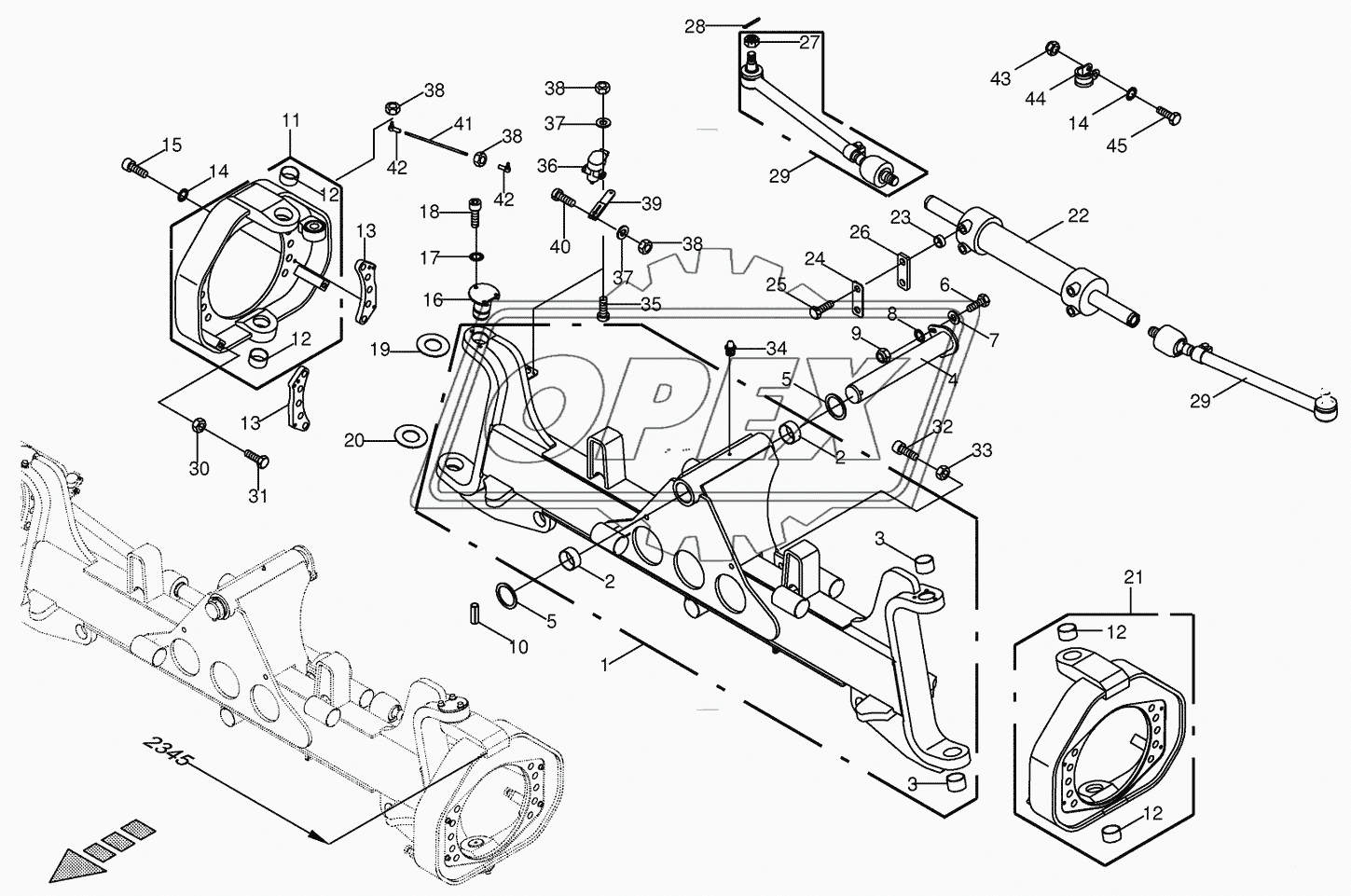Steering axle cpl.