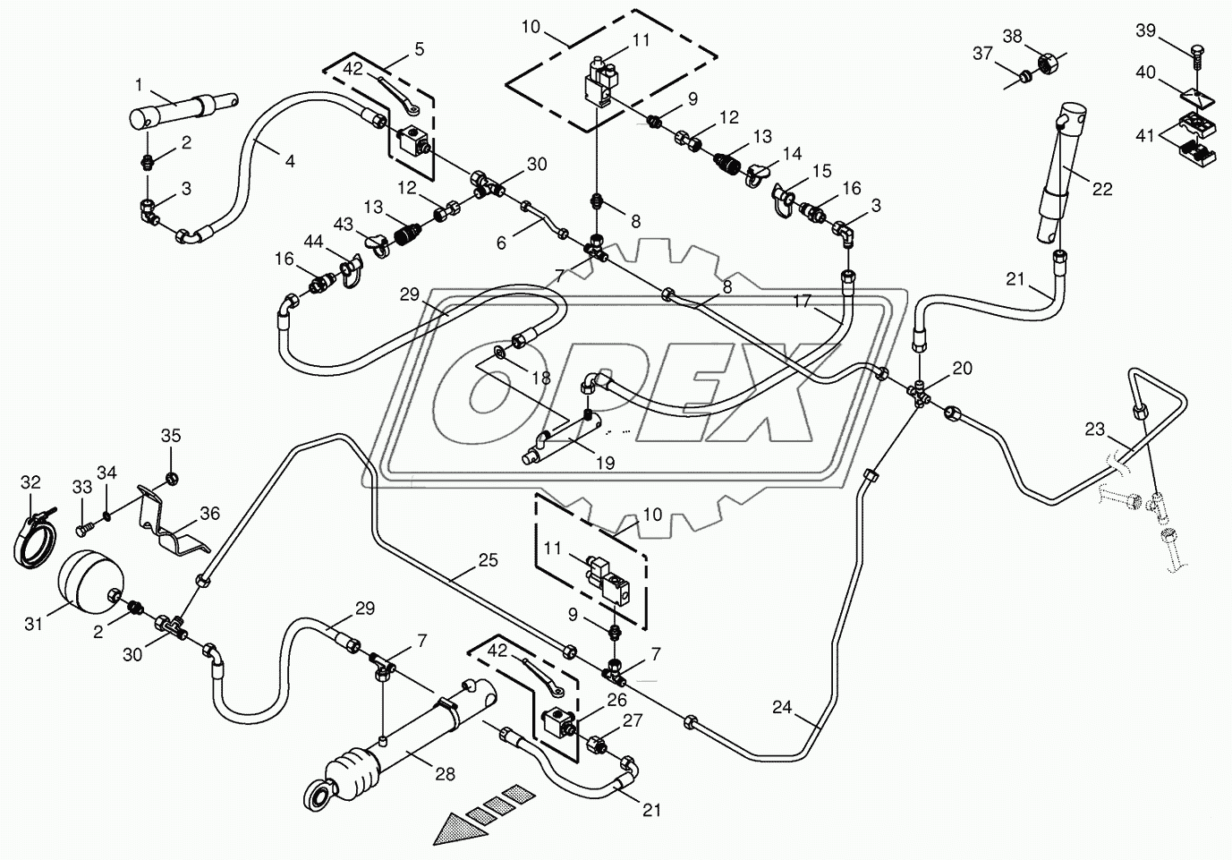 Charge pressure lines- front